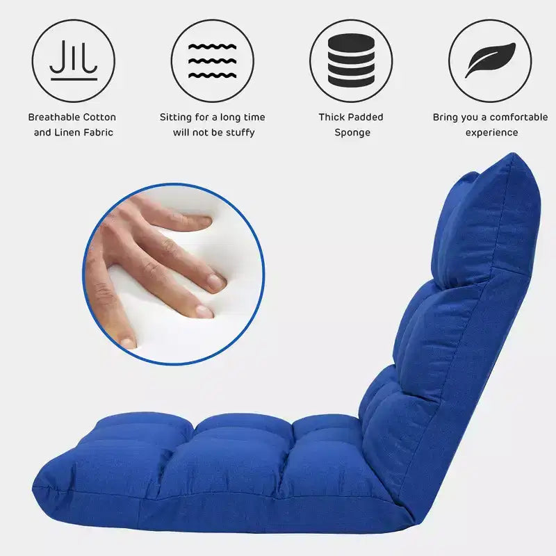 Chaise de sol réglable 14 positions, fauteuil de jeu paresseux pliant, chaise longue