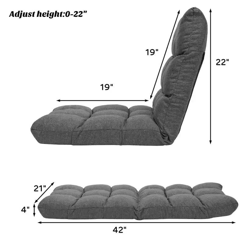 Chaise de sol réglable 14 positions, fauteuil de jeu paresseux pliant, chaise longue