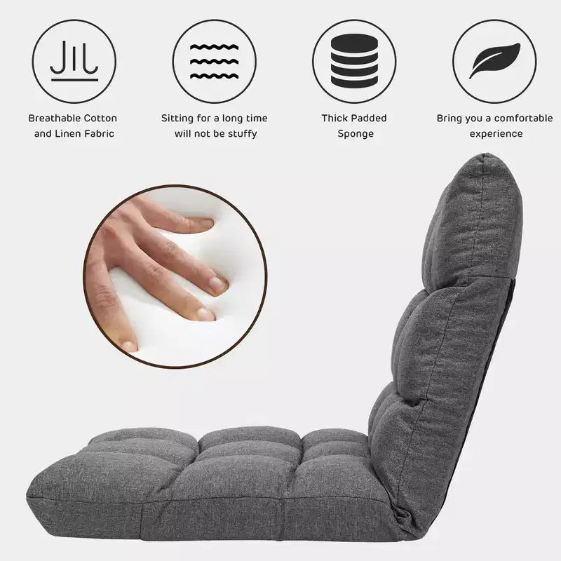 Chaise de sol réglable 14 positions, fauteuil de jeu paresseux pliant, chaise longue