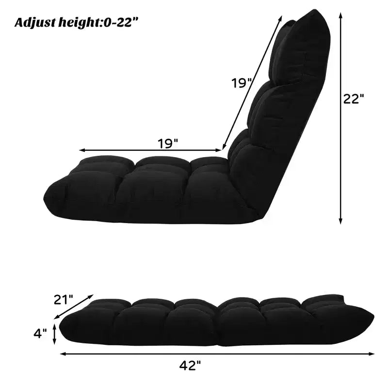 Chaise de sol réglable 14 positions, fauteuil de jeu paresseux pliant, chaise longue