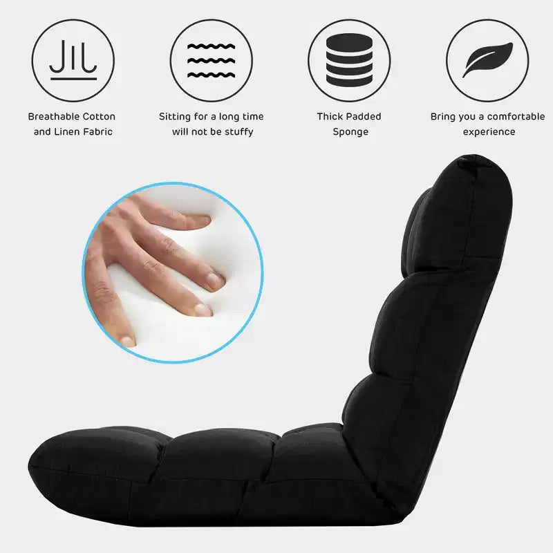 Chaise de sol réglable 14 positions, fauteuil de jeu paresseux pliant, chaise longue