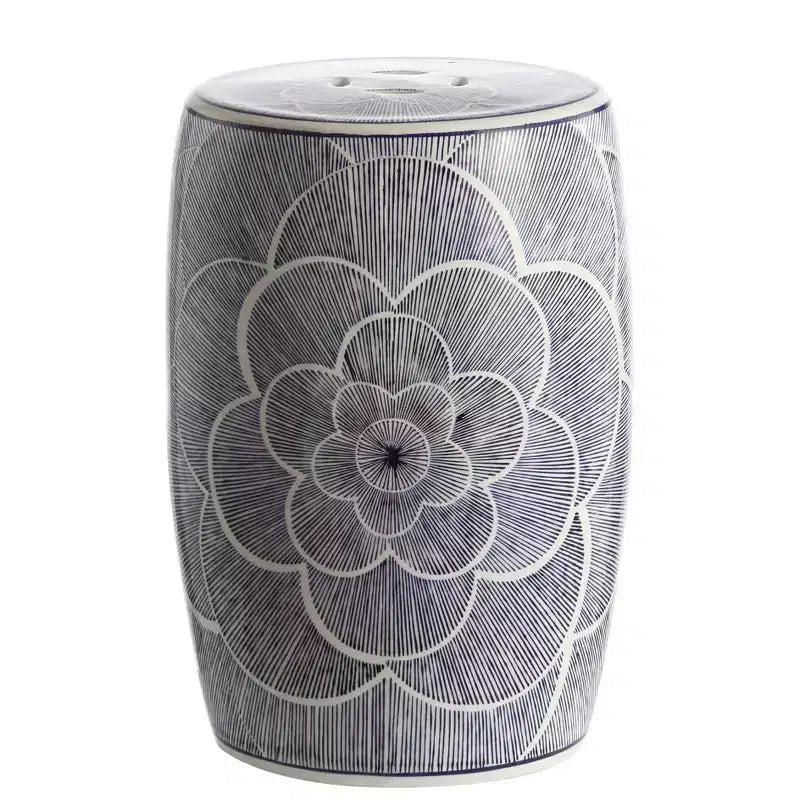 JONATHAN Y Camellia 17 Ceramic Drum Garden Stool/Accent Table Blue