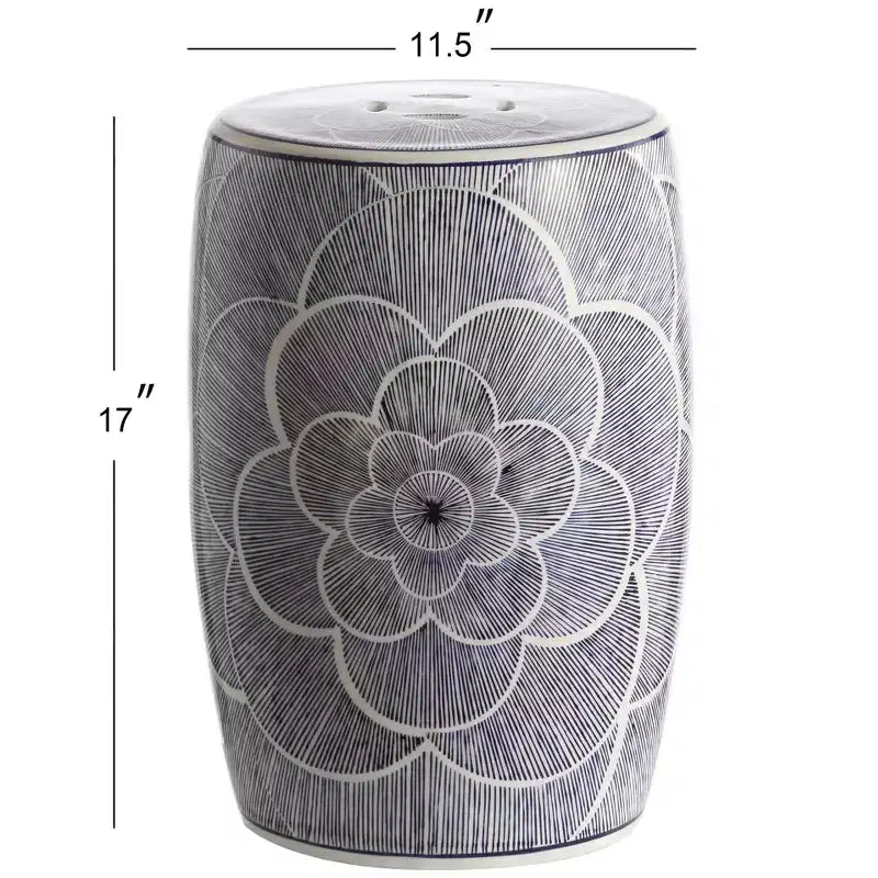 Tabouret de jardin/Table d'appoint en céramique bleue en forme de tambour