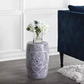 Tabouret de jardin/Table d'appoint en céramique bleue en forme de tambour