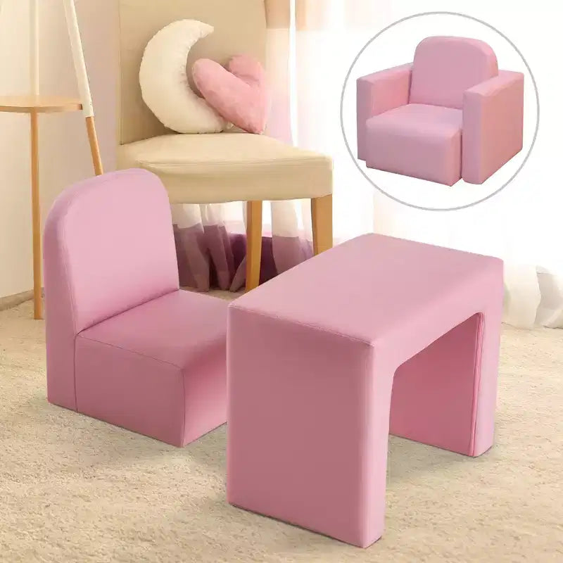 Canapé convertible et table et chaise 2-en-1 multifonctionnel pour enfants