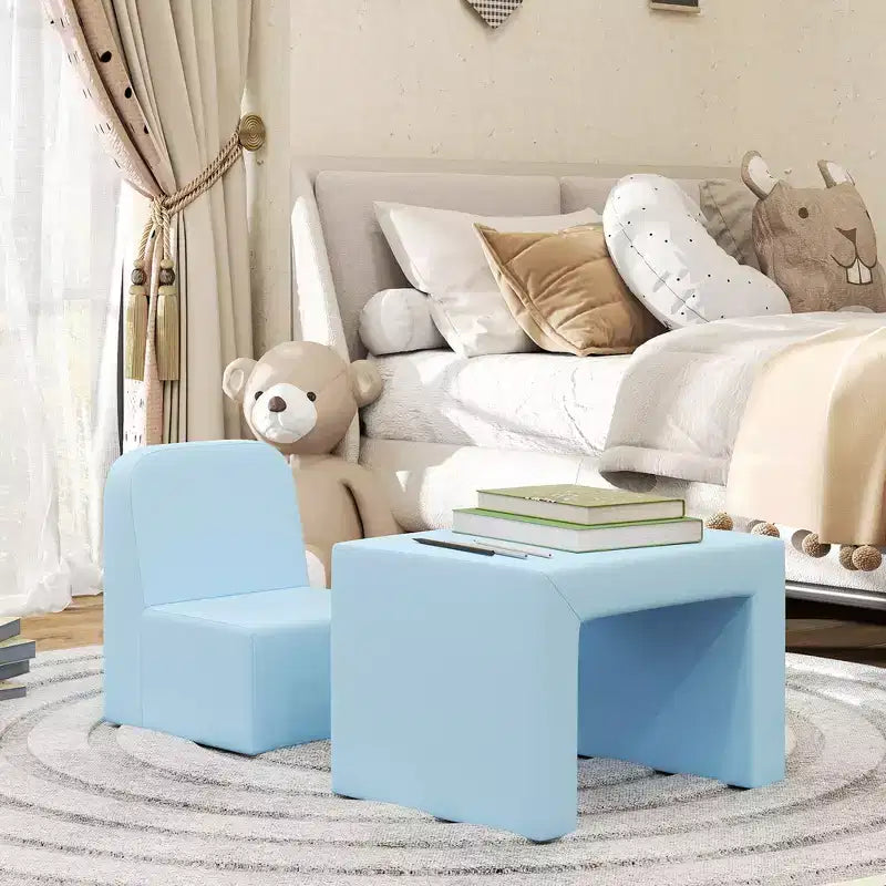Canapé convertible et table et chaise 2-en-1 multifonctionnel pour enfants