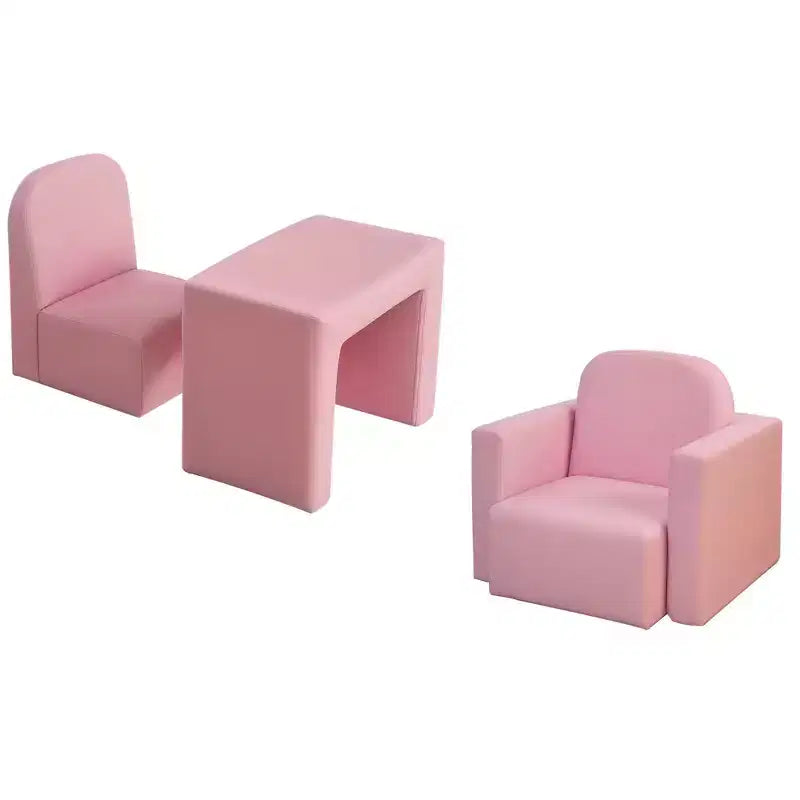 Canapé convertible et table et chaise 2-en-1 multifonctionnel pour enfants