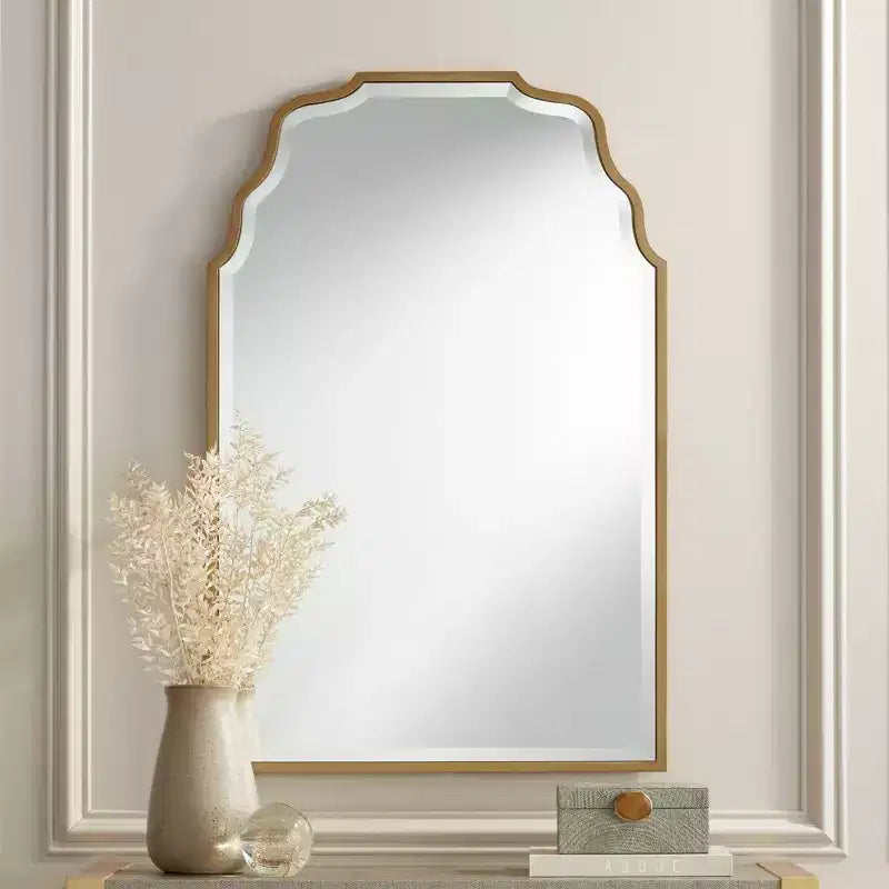 Miroir Mural Décoratif Rectangulaire Moderne Biseauté Ondulé Arqué Luxuriant