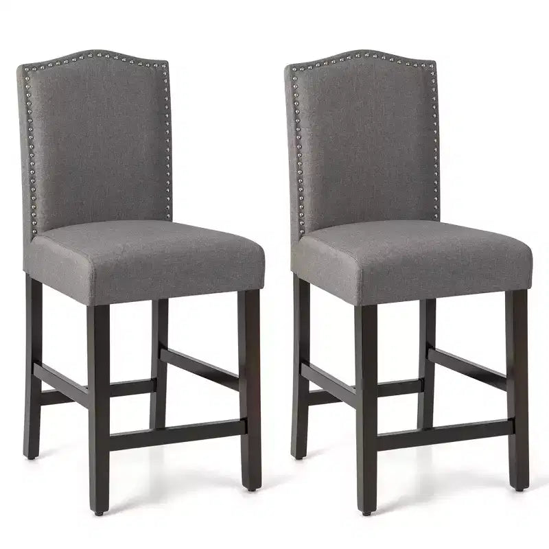 Tabourets de bar en tissu avec garniture cloutée, chaises de salle à manger à hauteur de comptoir