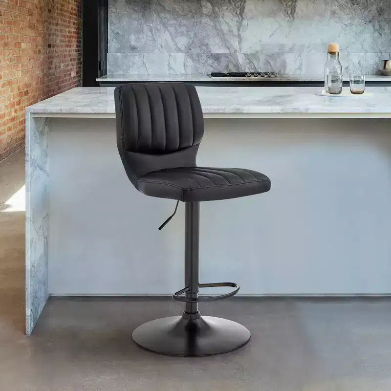 Tabouret de bar réglable avec simili cuir et finition métallique