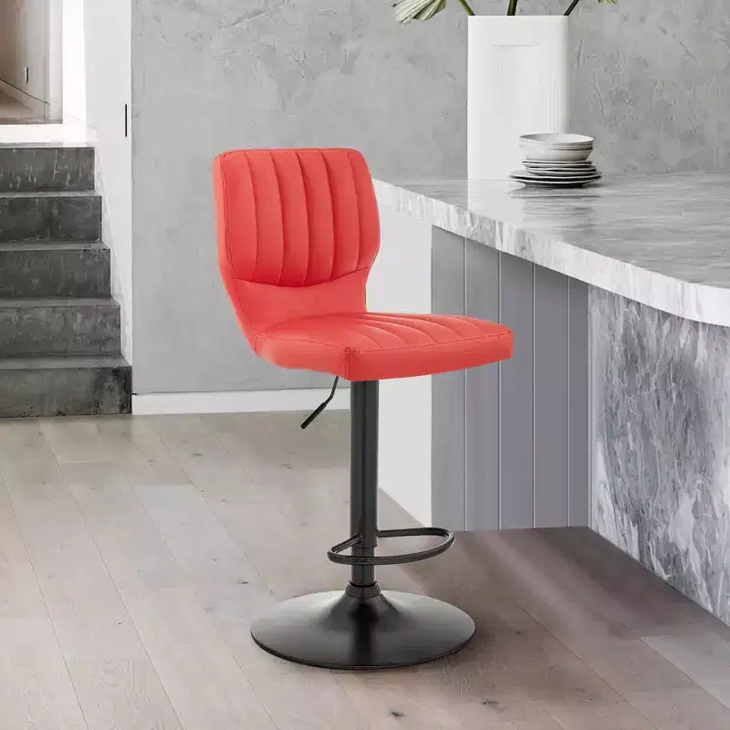 Tabouret de bar réglable avec simili cuir et finition métallique