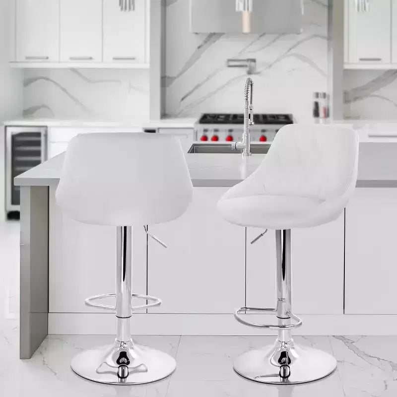 Tabouret de bar en similicuir surpiqué en losanges