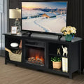 Meuble TV avec cheminée électrique à 2 niveaux