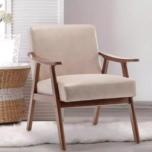 Accent Velvet Armchair Mid Century Modern Chairs With Ergonomic Backrest Single Lounge Reading Armchair With Solid Wood Frame For Living Room