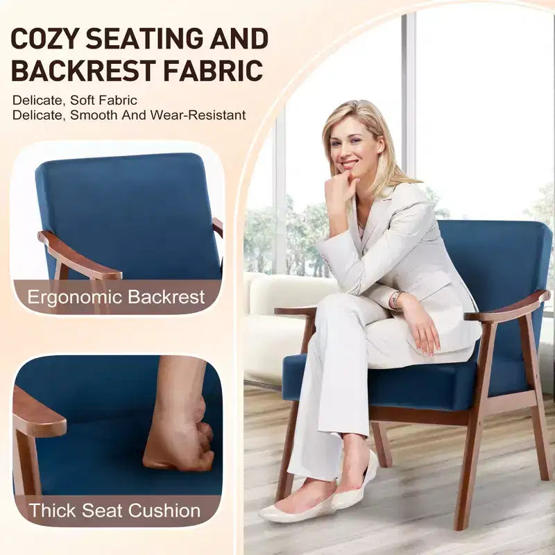 Fauteuil en Velours Accent Chaises Modernes du Milieu du Siècle Fauteuil de Lecture