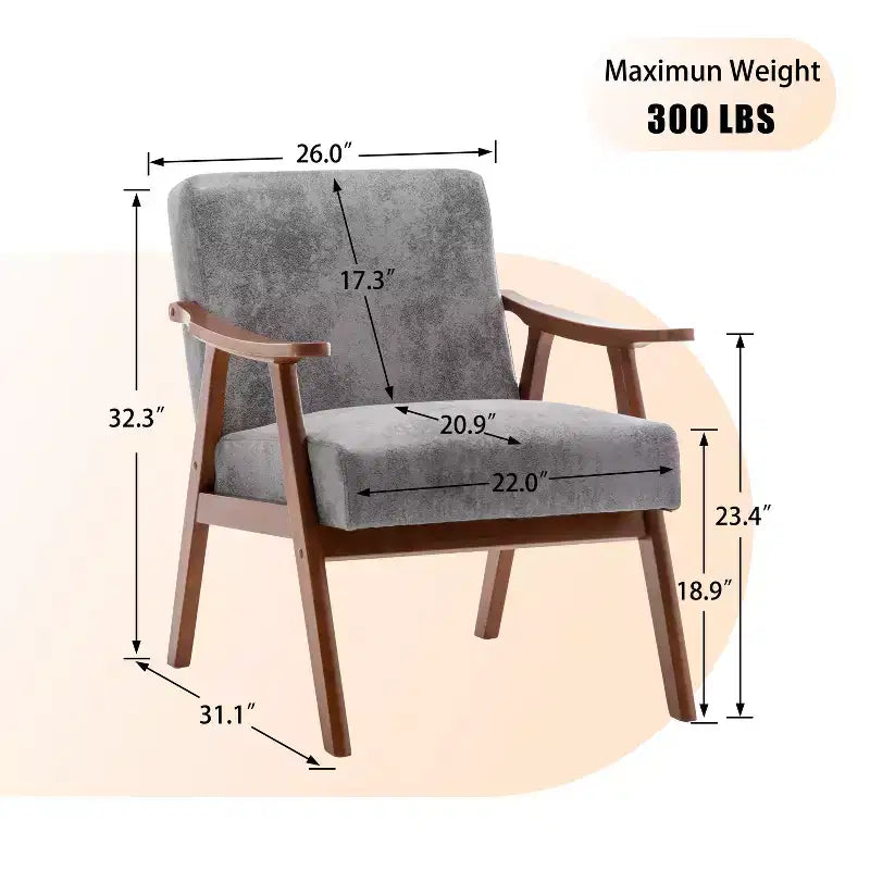 Fauteuil en Velours Accent Chaises Modernes du Milieu du Siècle Fauteuil de Lecture
