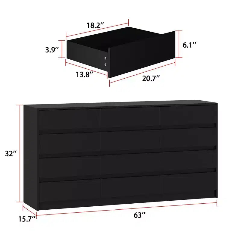 Commode moderne à 12 tiroirs – Épurée