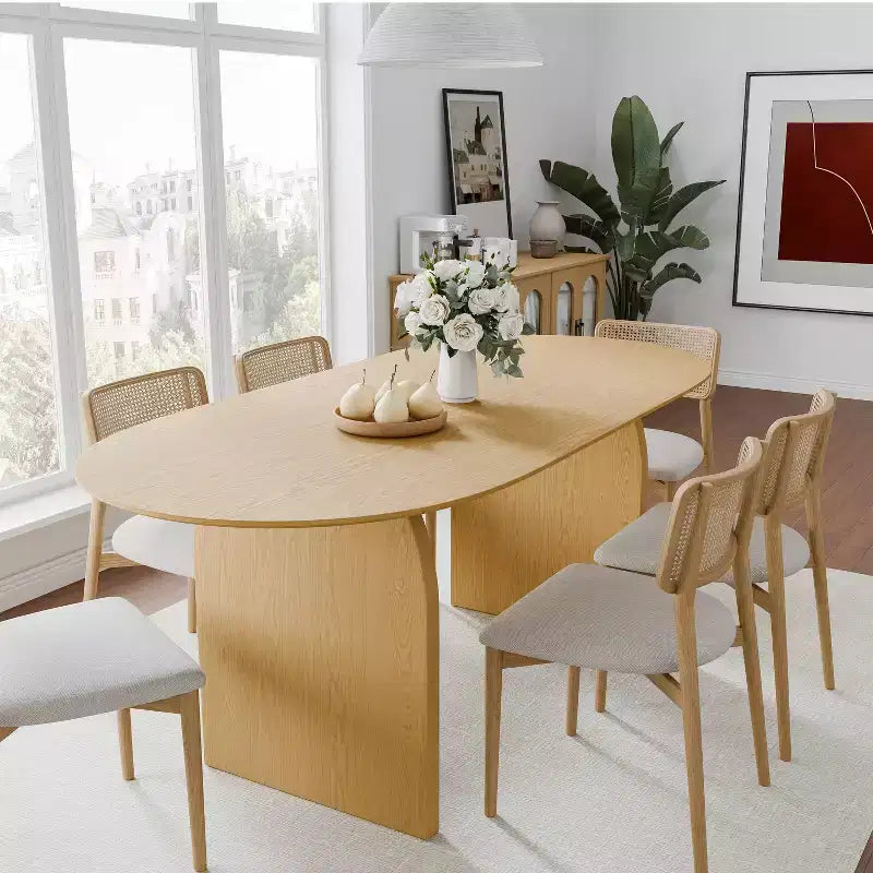 Table à manger ovale en bois, style moderne milieu de siècle, pour cuisine ou ferme