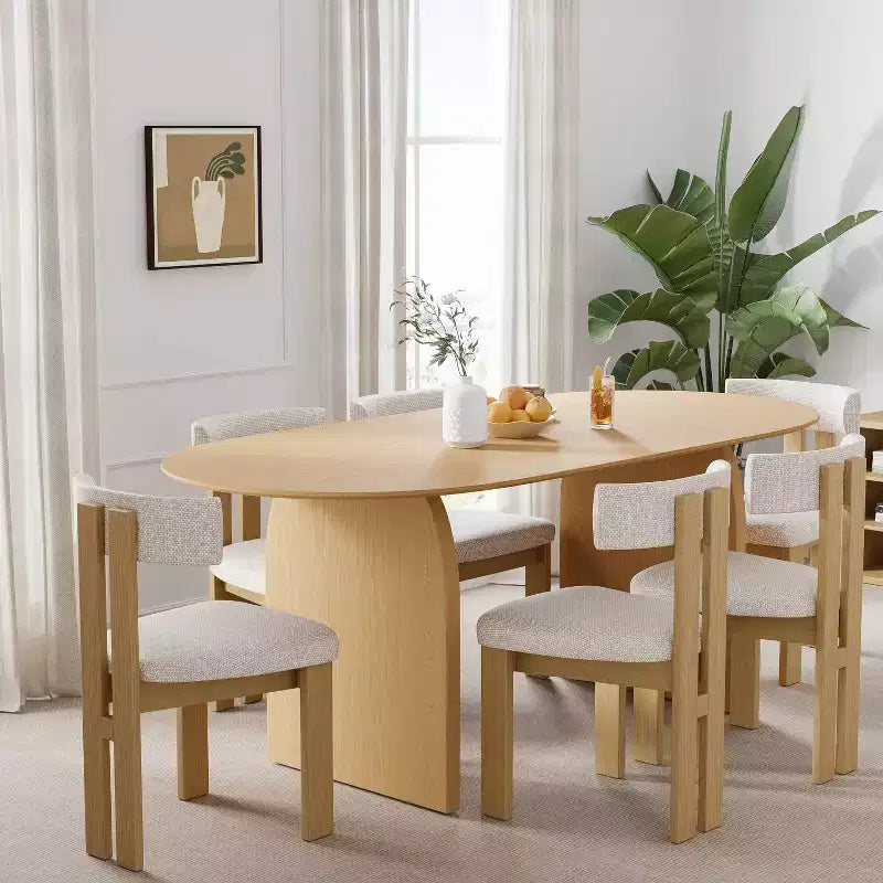 Table à manger ovale en bois, style moderne milieu de siècle, pour cuisine ou ferme