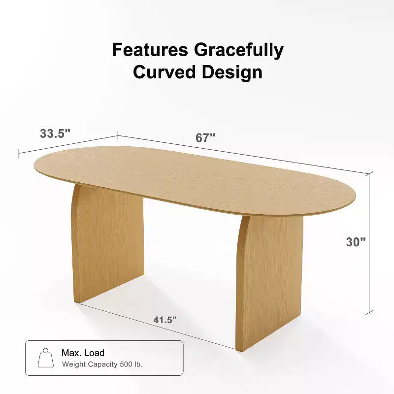 Table à manger ovale en bois, style moderne milieu de siècle, pour cuisine ou ferme