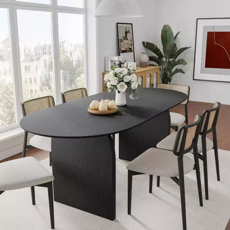 Table à manger ovale en bois, style moderne milieu de siècle, pour cuisine ou ferme
