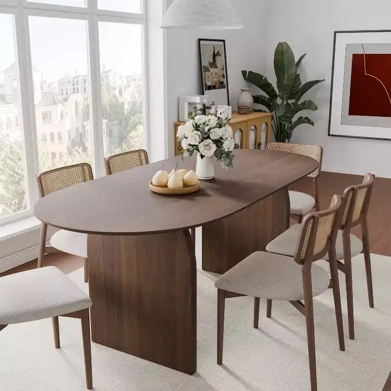 Table à manger ovale en bois, style moderne milieu de siècle, pour cuisine ou ferme