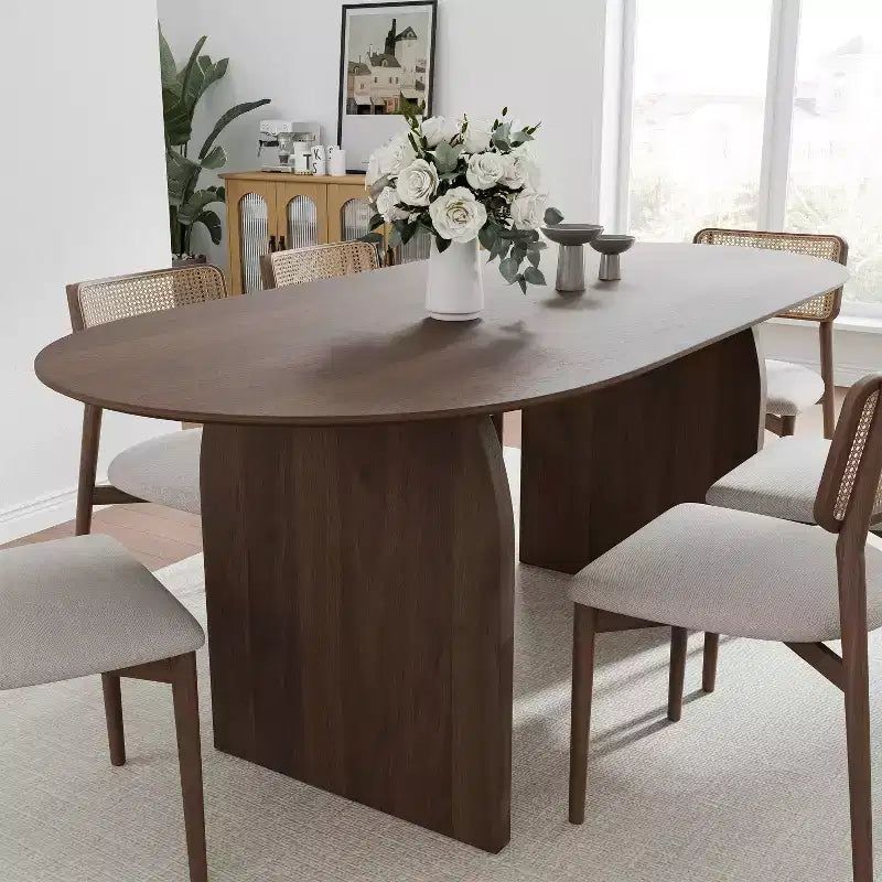 Table à manger ovale en bois, style moderne milieu de siècle, pour cuisine ou ferme