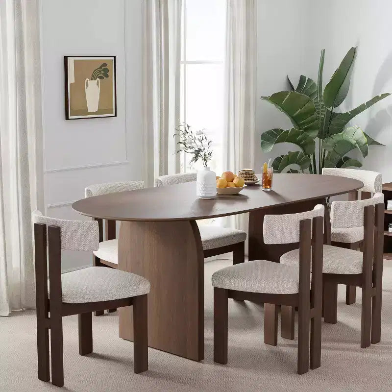 Table à manger ovale en bois, style moderne milieu de siècle, pour cuisine ou ferme