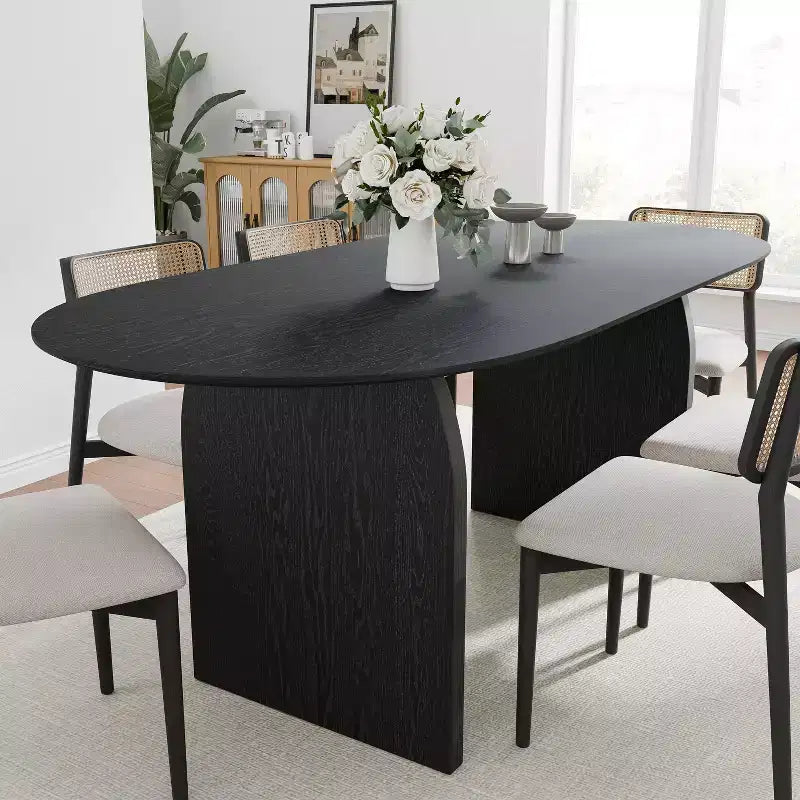 Table à manger ovale en bois, style moderne milieu de siècle, pour cuisine ou ferme