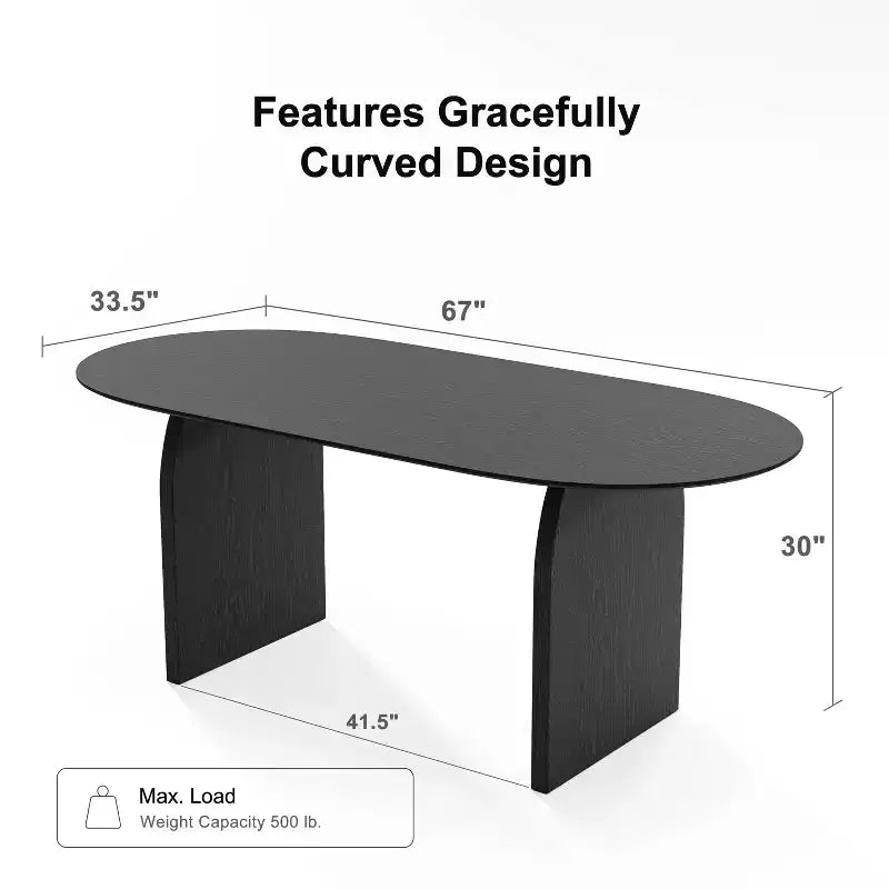 Table à manger ovale en bois, style moderne milieu de siècle, pour cuisine ou ferme