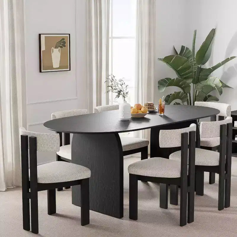 Table à manger ovale en bois, style moderne milieu de siècle, pour cuisine ou ferme