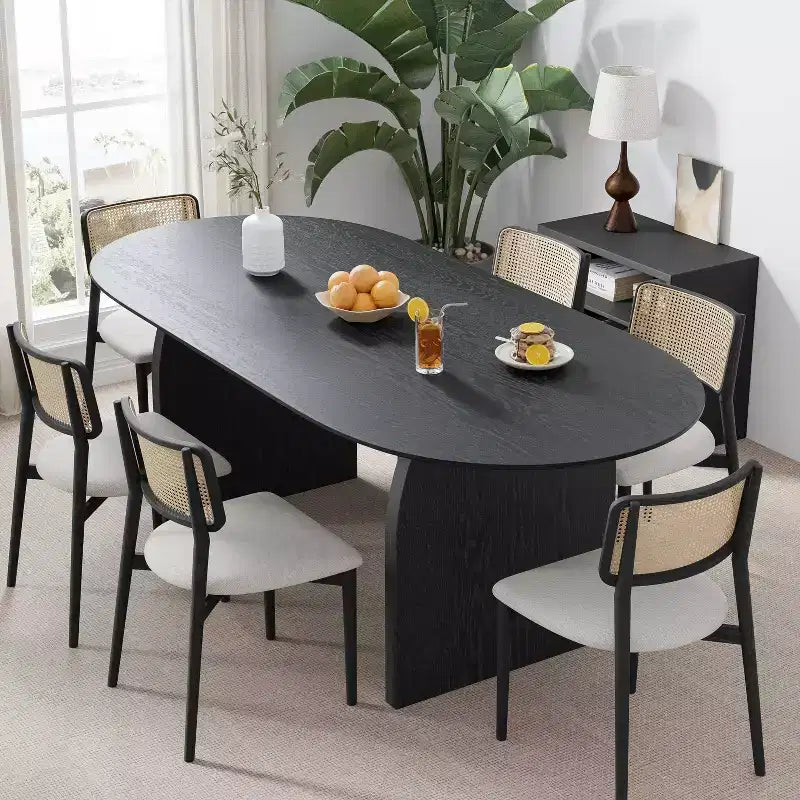 Table à manger ovale en bois, style moderne milieu de siècle, pour cuisine ou ferme