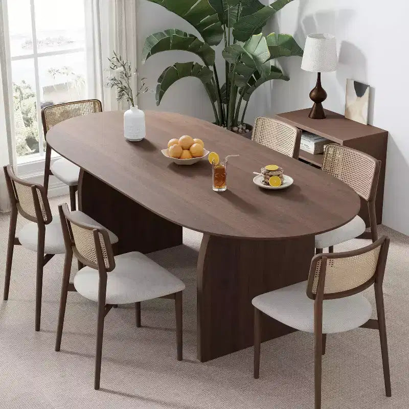 Table à manger ovale en bois, style moderne milieu de siècle, pour cuisine ou ferme