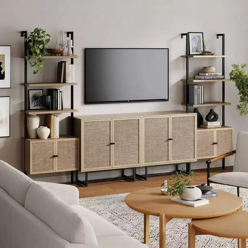 Meuble TV mural en rotin