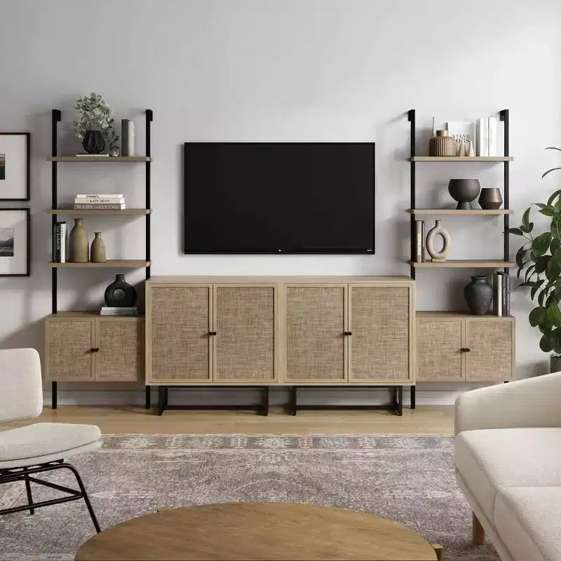 Meuble TV mural en rotin