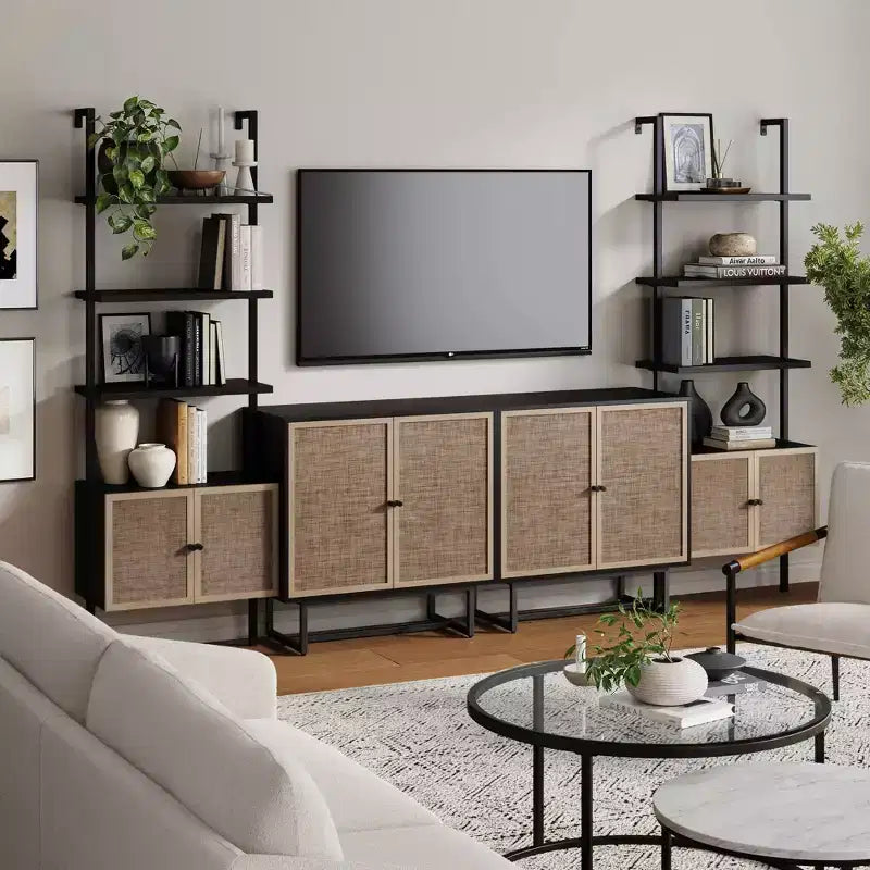 Meuble TV mural en rotin