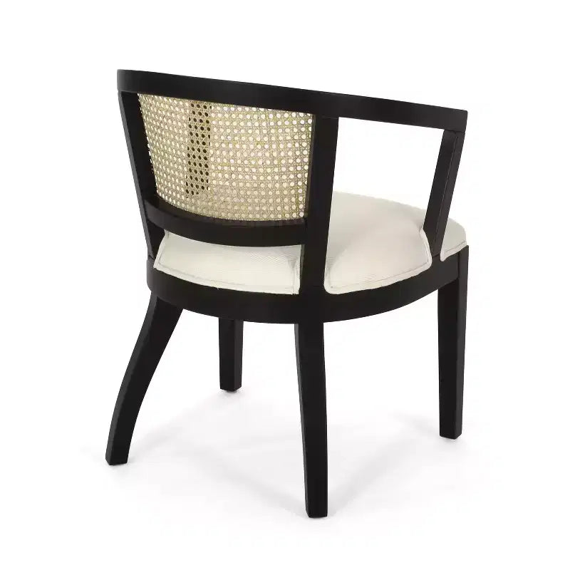 Chaises de salle à manger traditionnelles en hévéa et cannage rembourrées