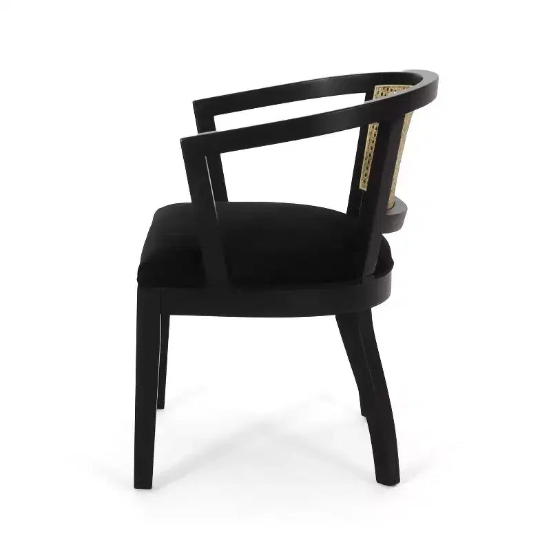 Chaises de salle à manger traditionnelles en hévéa et cannage rembourrées